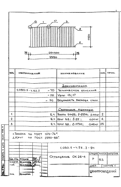 Ограждение ОК26-4 (Серия 1.050.9-4.93)
