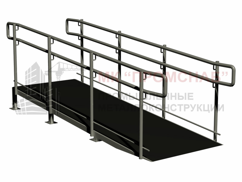 Пандус стац.(AISI304)1000/60х40х2,0/лист гл.3/(AISI304)пор.38,1х1,5/ст.38,1х1,5/1 отб.16х1,5/рез./П