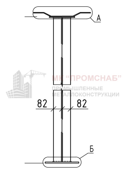 Стойка фахверковая (Ст3)6550/2Ш22/пл.300х250х12/250х200х8,0/510х70х6,0
