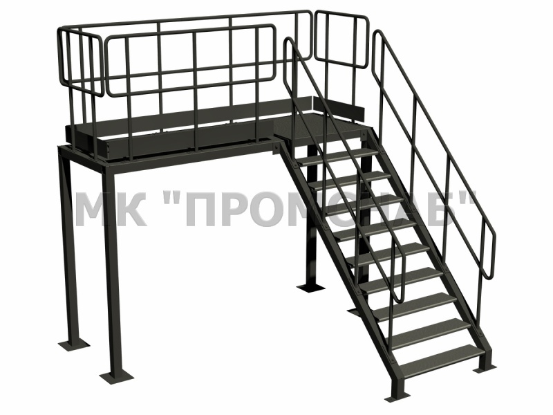 ПО1(AISI304)45°/2000/3000/1000/1000/каркас 80х80х2,0/лист риф.3/огр.32х1,5/100х1,0/1 лест./9 ст.