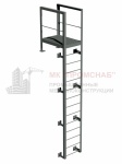 Лестница П-1.1 (Ст3)4000/800/1000/У75х5,0/круг 18/НР33х33х30х2,0