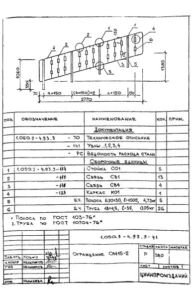 Ограждение ОМ15-2 (Серия 1.050.9-4.93)