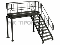 ПО1(AISI304)45°/2000/3000/1000/1000/каркас 80х80х2,0/лист риф.3/огр.32х1,5/100х1,0/1 лест./9 ст.