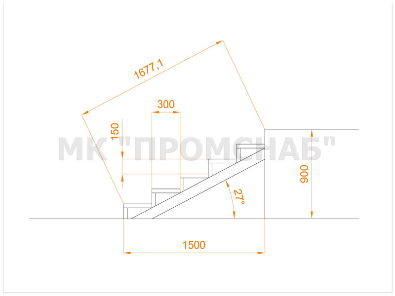 ЛМК(Ст3)27°/900/1500/ 600/2 кос.100х50х3,0/ст.У40х4,0/ПВЛ306