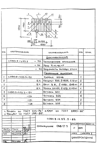 Ограждение ОМВ17-5