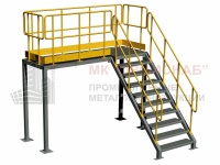 ПО1(Ст3)45°/2000/3000/1000/1000/каркас 80х80х3,0/риф.3/огр.32х1,5/отб.100х4,0/1 лест.
