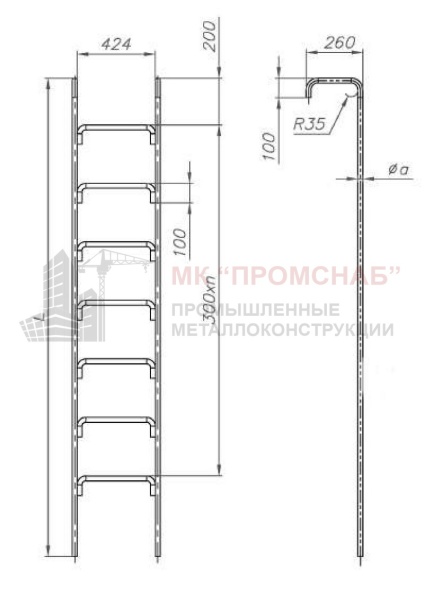 Лестница ВЛ-2 (Ст3)3200/474/кр.22