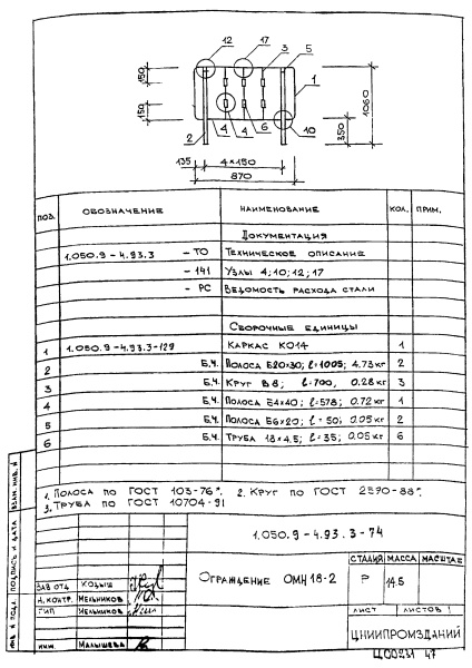 Ограждение ОМН18-2