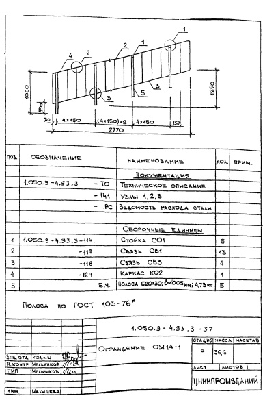 Ограждение ОМ14-1 (Серия 1.050.9-4.93)