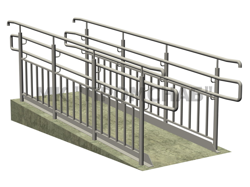 Огр. пандуса(Ст3)1100/900/3 пор. 40х2,0/ст. 51х2,0/пер. 20х20х2,0/зап. 20х20х2,0/отб. У100х63х6,0