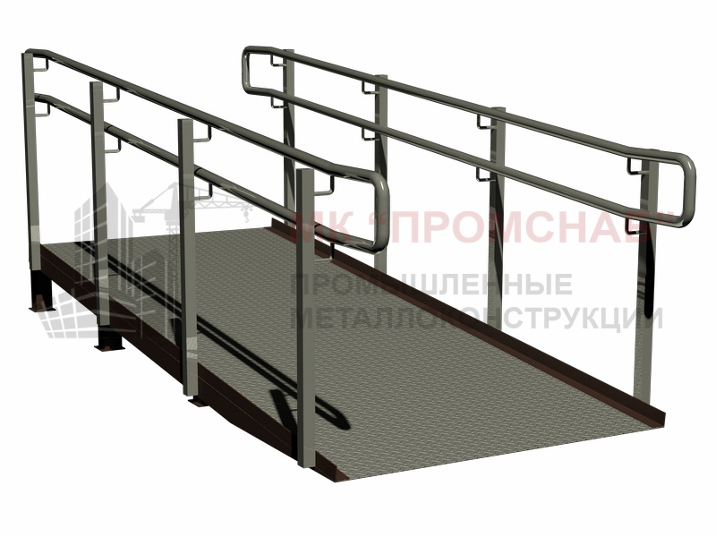 Пандус стац.(Ст3)1200/У75х5,0/АМГ риф.4/огр.(AISI304)2 пор.38,1х1,5/ст.38,1х1,5/Б