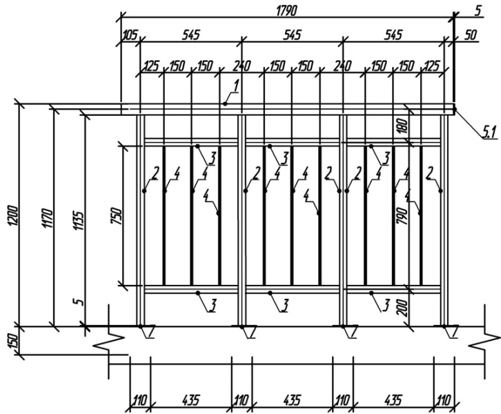 ОГЛП(Ст3)1200/545/1790/1 пор.48х2,0/ст.40х40х2,0/1 пер.40х40х2,0/зап.15х15х1,5/Б