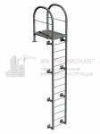 Лестница П1-1 (Ст3)4000/800/1200/труба 76х3,0/кр.18/R