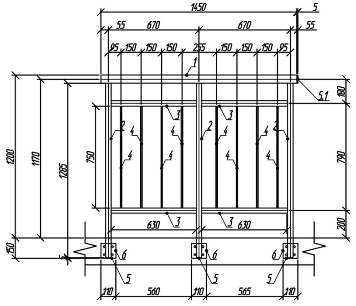 ОГЛП(Ст3)1200/670/1450/1 пор.48х2,0/ст.40х40х2,0/1 пер.40х40х2,0/зап.15х15х1,5/Б