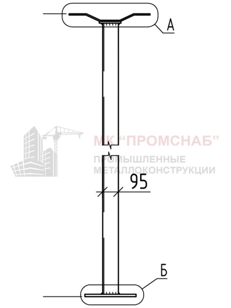 Стойка фахверковая (Ст3)3650/Ш27/пл.300х260х12/300х120х8,0/430х70х6,0