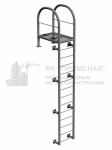 Лестница П1-1 (Ст3)4000/800/1200/труба 76х3,0/кр.18/ПВЛ406/R