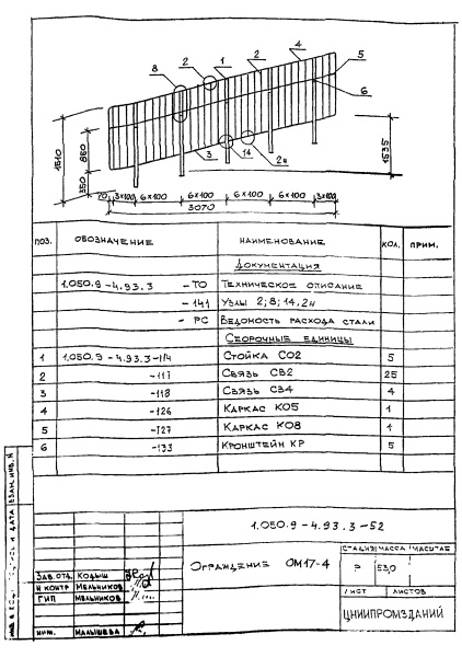 Ограждение ОМ17-4 (Серия 1.050.9-4.93)