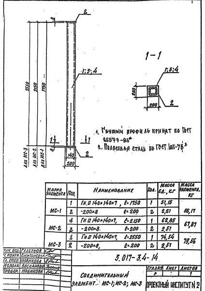 Стойка (Ст3) 1750/труба 140х140х7,0/2 пластины 200х200х8,0/МС-1