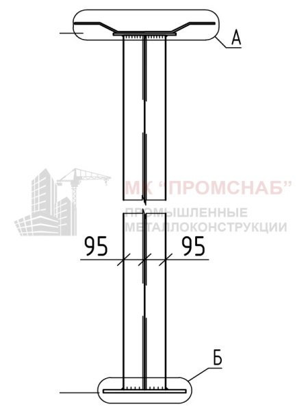 Стойка фахверковая (Ст3)6550/2Ш27/пл.300х300х12/300х230х8,0/540х70х6,0