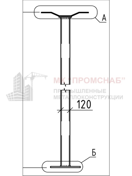 Стойка фахверковая (Ст3)6650/120х120х6,0/пл.260х160х12/160х160х8,0/430х70х6,0