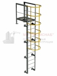 Лестница П1-2 (Ст3) 4000/1200/800/У75х6,0/круг 18/ПВЛ406/экран пл.40х4,0