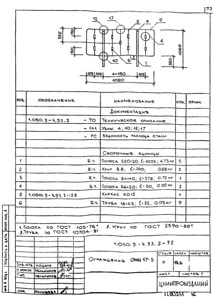 Ограждение ОМН17-3
