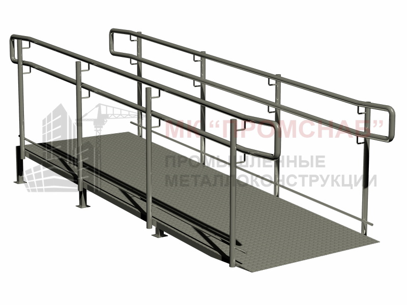 Пандус стац.(AISI304) 900/3000/40х40х1,5/лист риф. 3/пор. 38,1х1,5/ст. 38,1х1,5/1 отб. 16х1,5